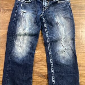 Silver Tuesday Denim Distressed Capris Women Size 27